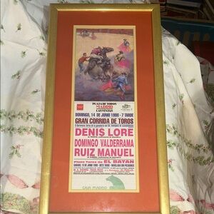 Vintage Bullfighting Poster in Gold Frame 1998.